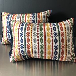 Set/2 Accent Pillows, Striped Embroidered Fabric